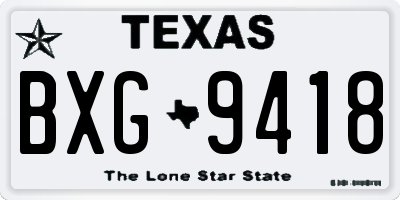 TX license plate BXG9418
