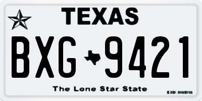 TX license plate BXG9421