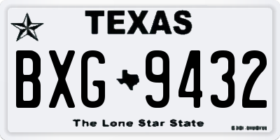 TX license plate BXG9432