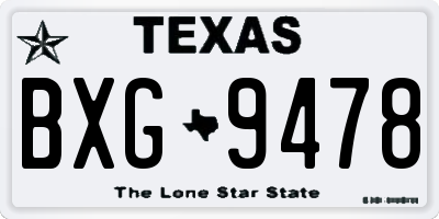 TX license plate BXG9478