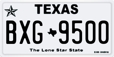 TX license plate BXG9500