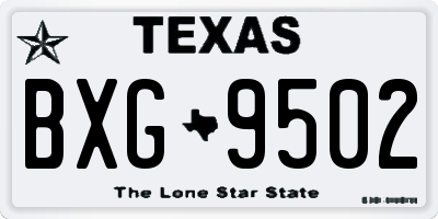 TX license plate BXG9502