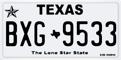 TX license plate BXG9533