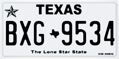 TX license plate BXG9534