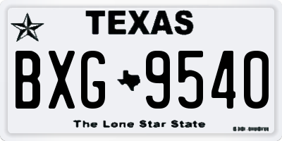 TX license plate BXG9540