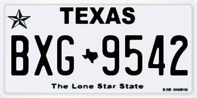 TX license plate BXG9542