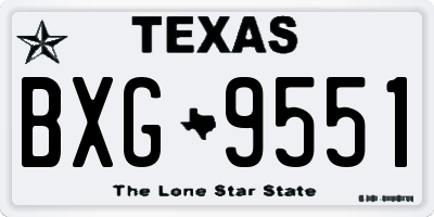 TX license plate BXG9551