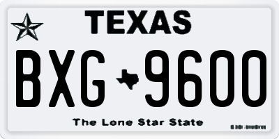 TX license plate BXG9600