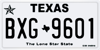 TX license plate BXG9601