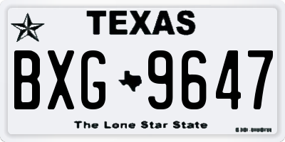 TX license plate BXG9647