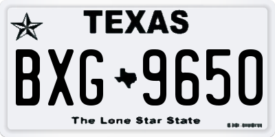TX license plate BXG9650