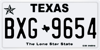 TX license plate BXG9654