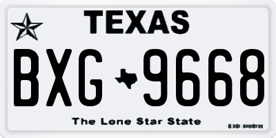 TX license plate BXG9668