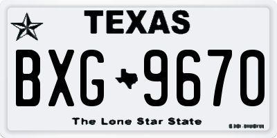 TX license plate BXG9670