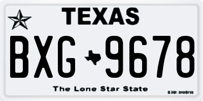 TX license plate BXG9678
