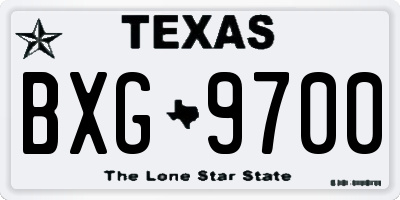 TX license plate BXG9700
