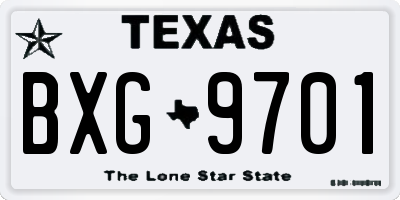 TX license plate BXG9701