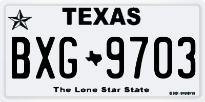 TX license plate BXG9703