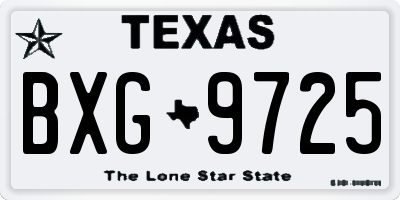 TX license plate BXG9725