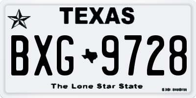 TX license plate BXG9728