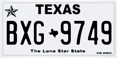 TX license plate BXG9749