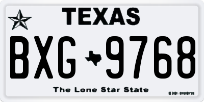 TX license plate BXG9768