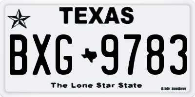 TX license plate BXG9783