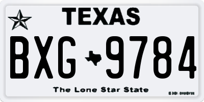 TX license plate BXG9784
