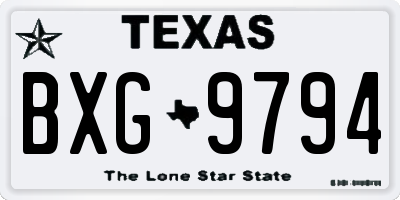 TX license plate BXG9794