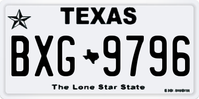 TX license plate BXG9796