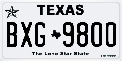 TX license plate BXG9800