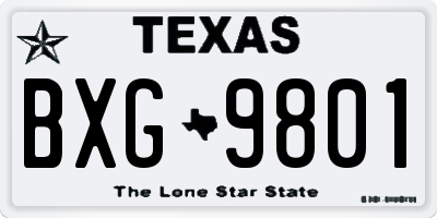 TX license plate BXG9801
