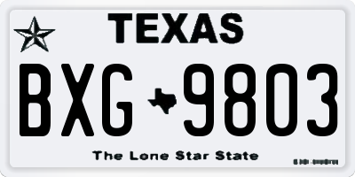 TX license plate BXG9803