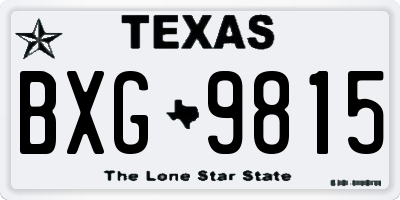 TX license plate BXG9815