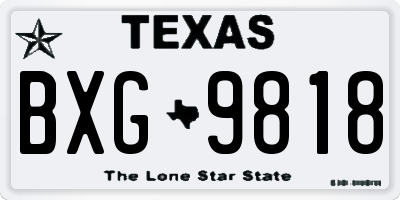 TX license plate BXG9818