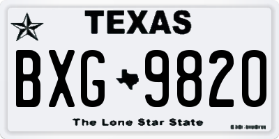 TX license plate BXG9820