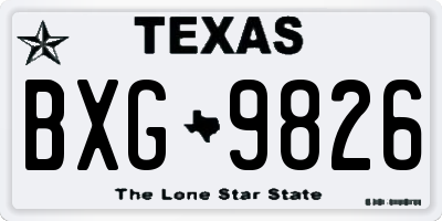 TX license plate BXG9826