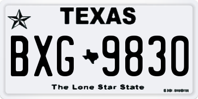 TX license plate BXG9830