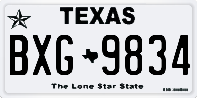 TX license plate BXG9834