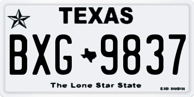 TX license plate BXG9837