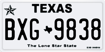 TX license plate BXG9838
