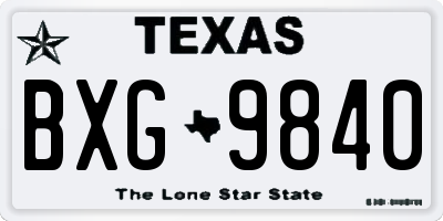 TX license plate BXG9840