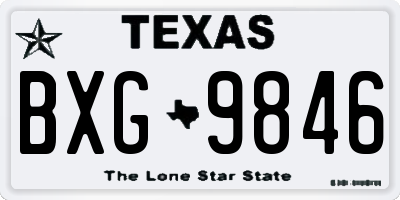 TX license plate BXG9846