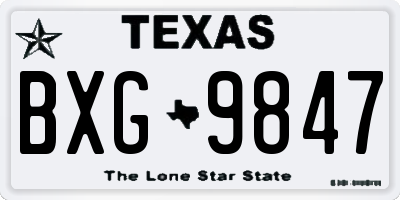 TX license plate BXG9847