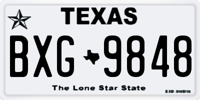 TX license plate BXG9848