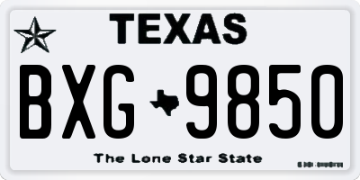 TX license plate BXG9850
