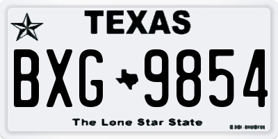TX license plate BXG9854