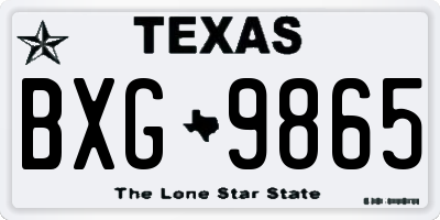 TX license plate BXG9865