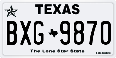 TX license plate BXG9870