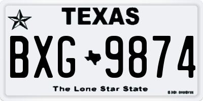 TX license plate BXG9874